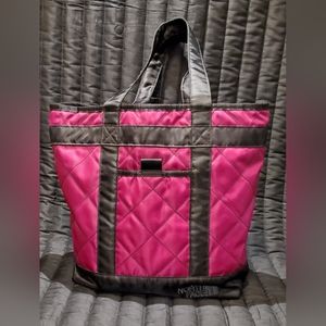 The North Face tote bag, zip top, fuschia & black